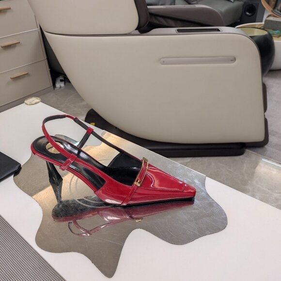 YSL Red Suede Pointed-Toe Pumps - Picture 5 of 9